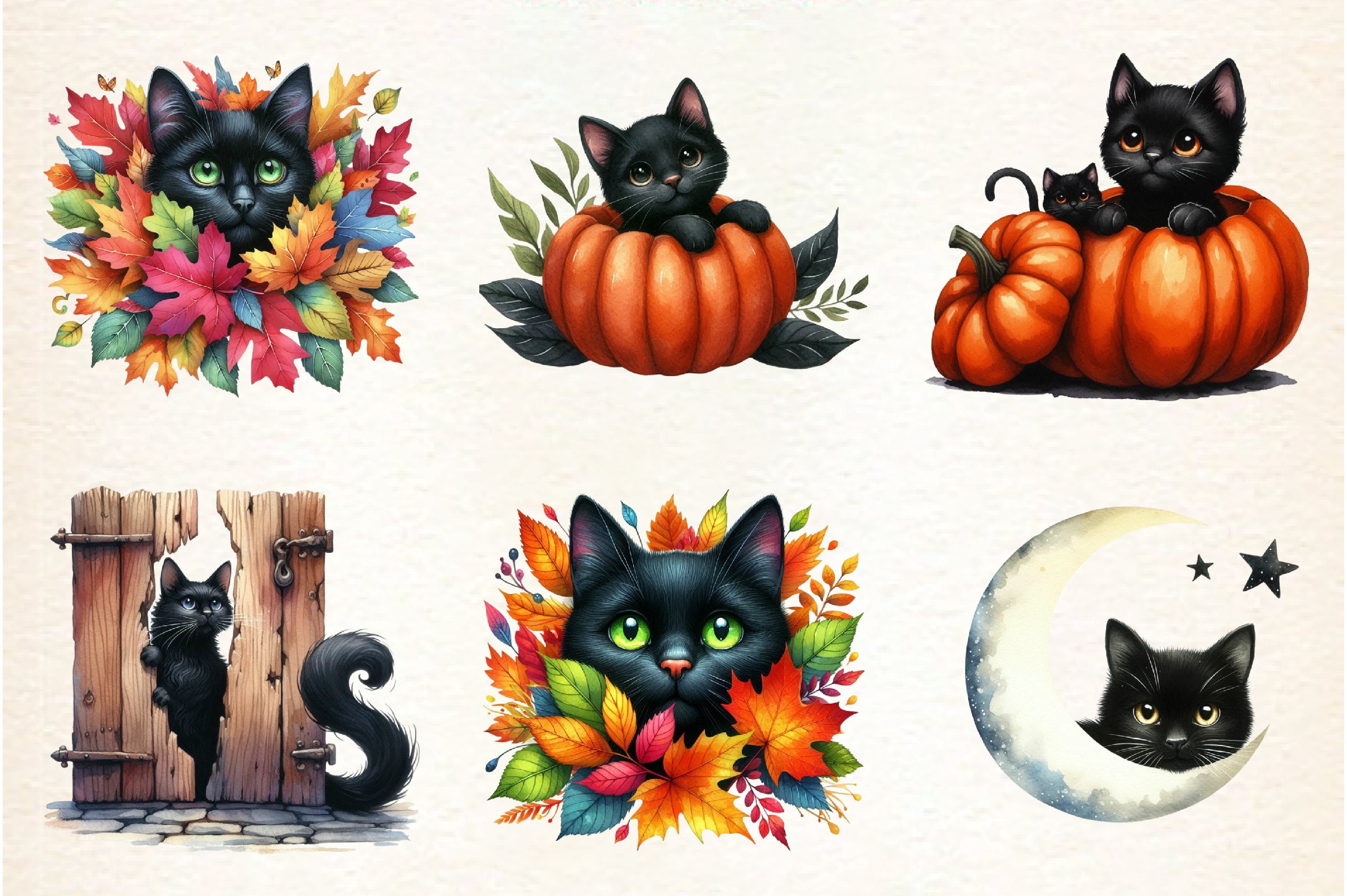 Black Cat Peeking Clipart Bundle