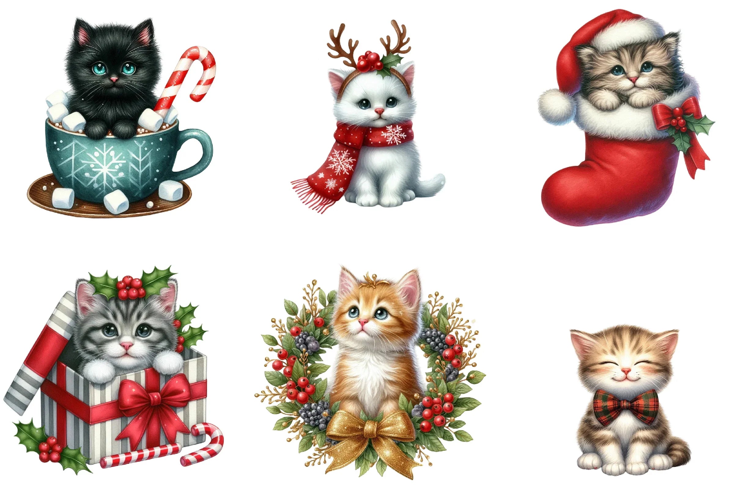 Kitten Christmas Clipart Bundle - CraftNest - Digital Crafting and Art