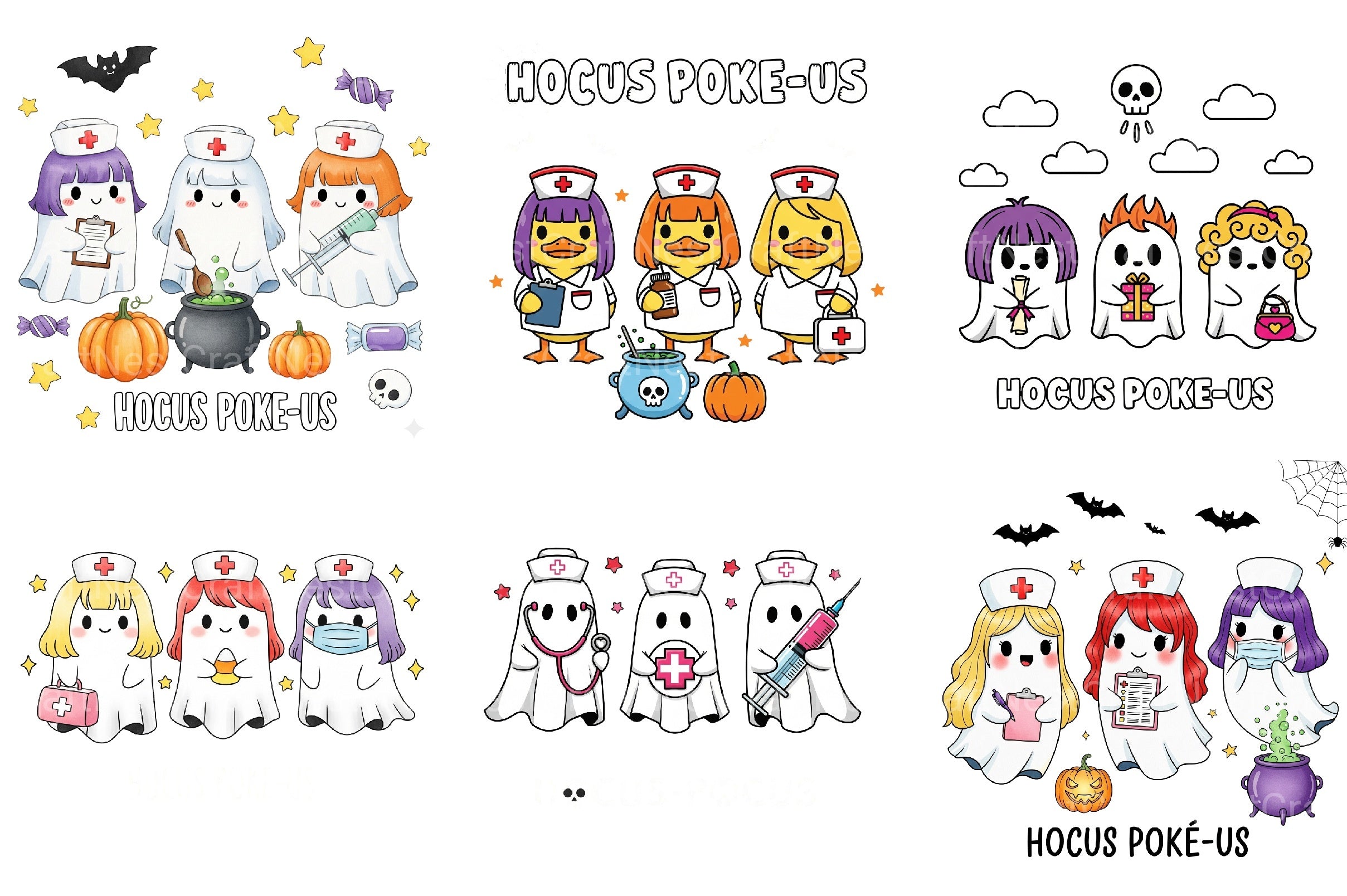 Funny Witch Nurse Ghost Clipart Bundle - CraftNest - Digital Crafting and Art