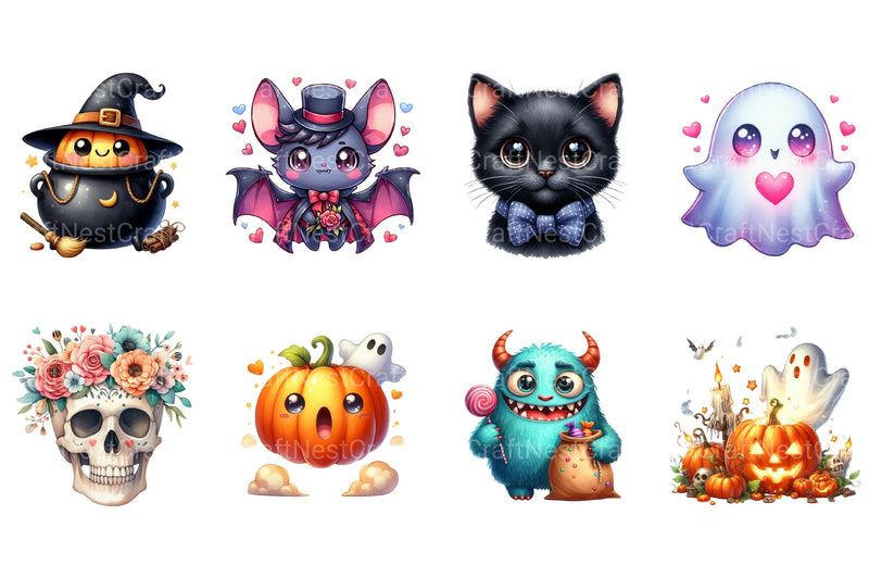 Spooky Cute Halloween Clipart Bundle 2 - CraftNest - Digital Crafting and Art