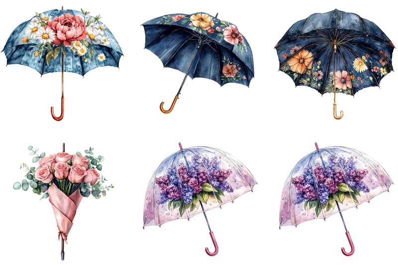 Floral Umbrella Clipart Bundle - CraftNest - Digital Crafting and Art