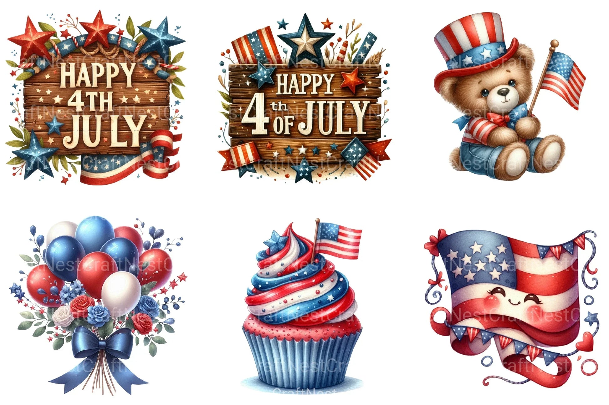Fourth of July Cute Clipart Bundle - CraftNest - Digital Crafting and Art