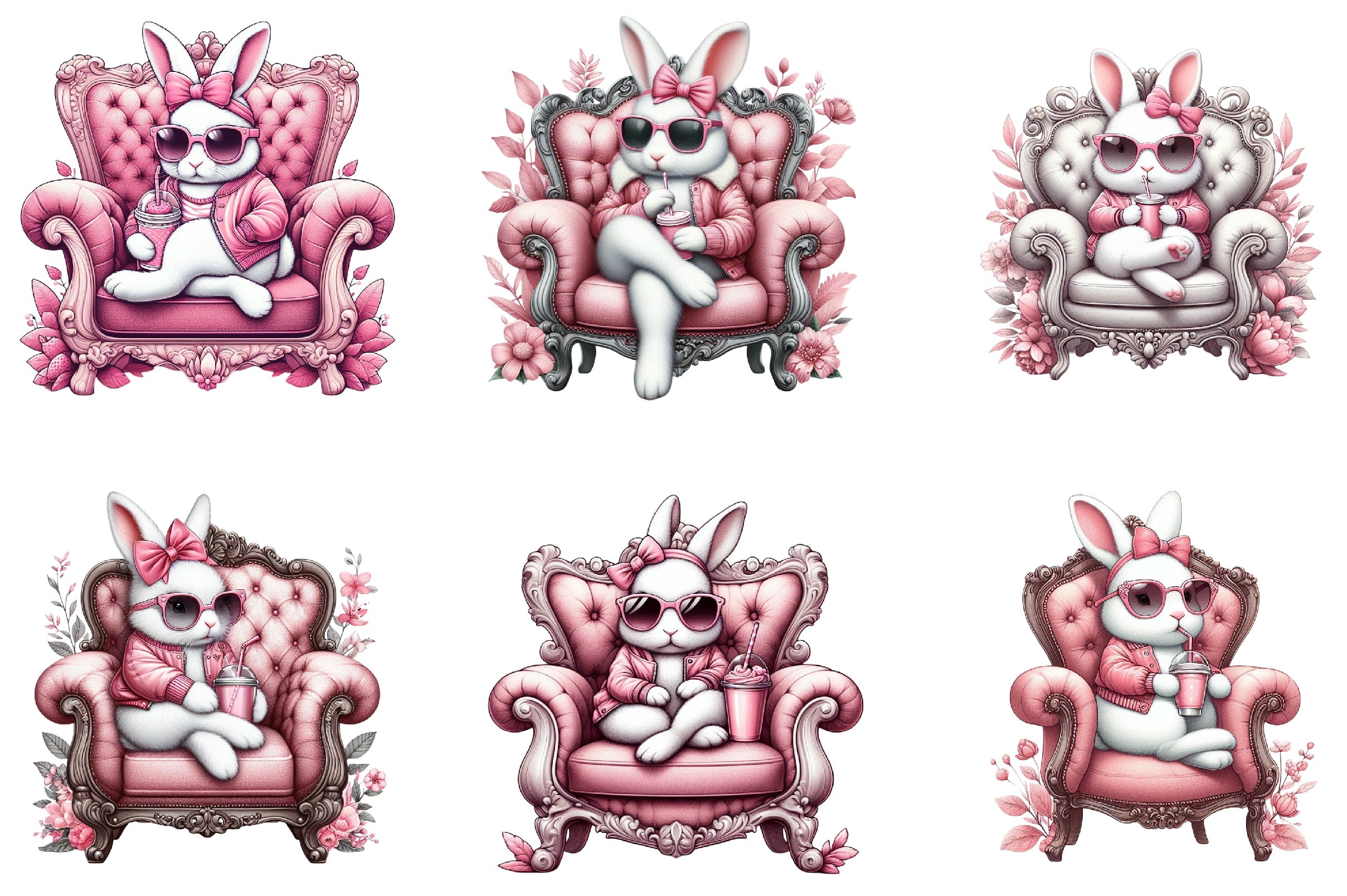 Bunny Luxurious Throne Clipart Bundle