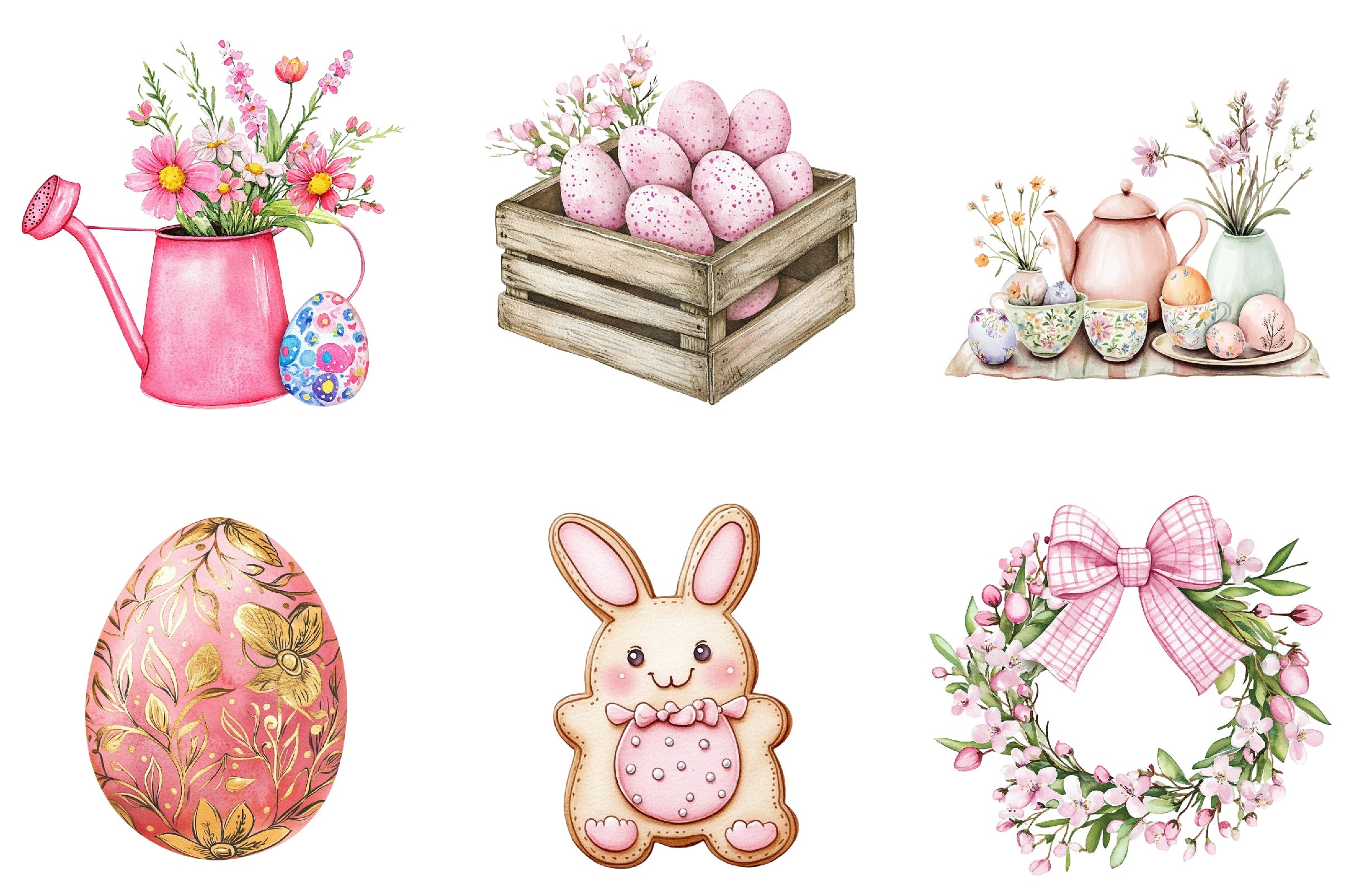 Pink Easter Clipart Bundle