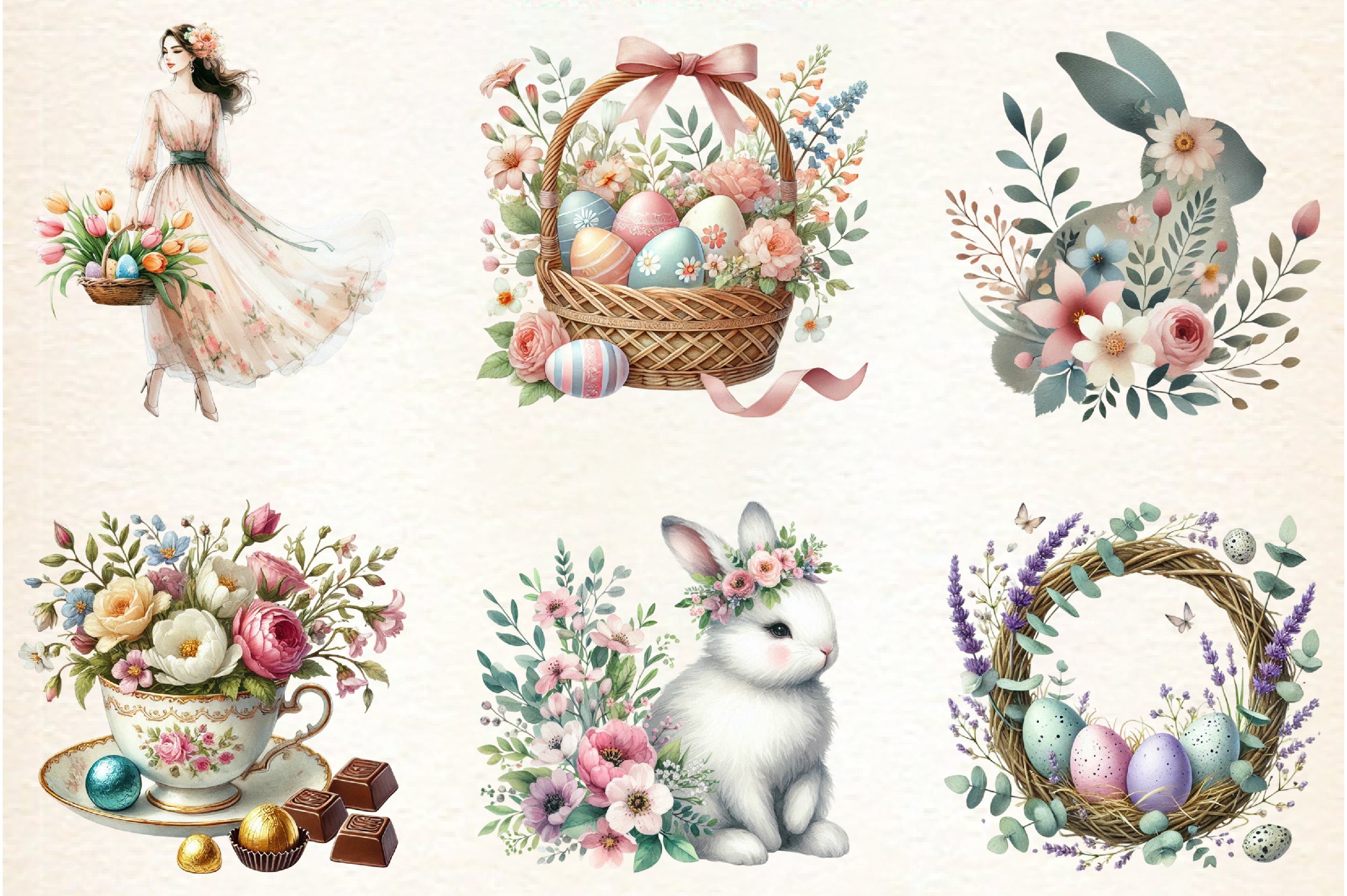 Aesthetic Easter Clipart Bundle
