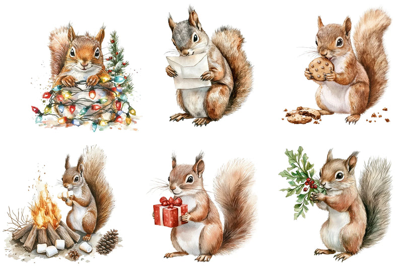Christmas Squirrel Holiday Clipart Bundle - CraftNest - Digital Crafting and Art