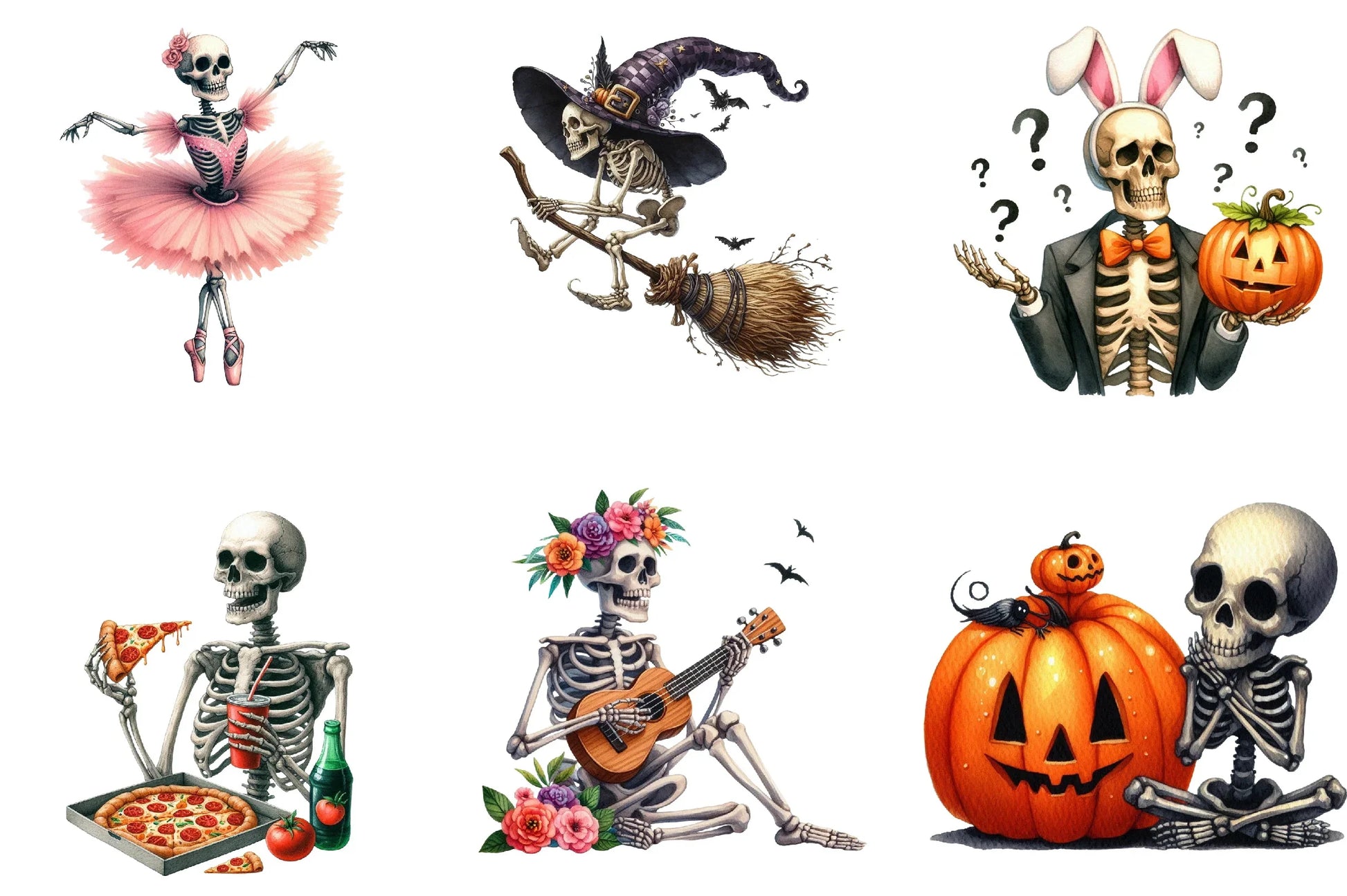 Funny Skeleton Clipart Bundle - CraftNest - Digital Crafting and Art
