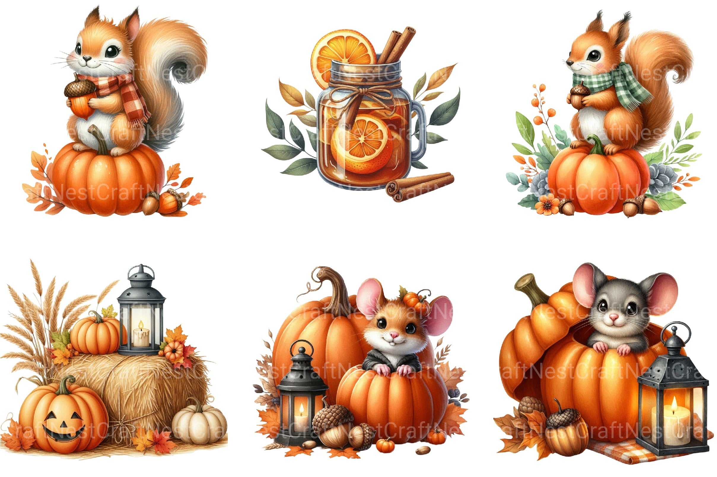 Whimsical Autumn Harvest Clipart Bundle - CraftNest - Digital Crafting and Art