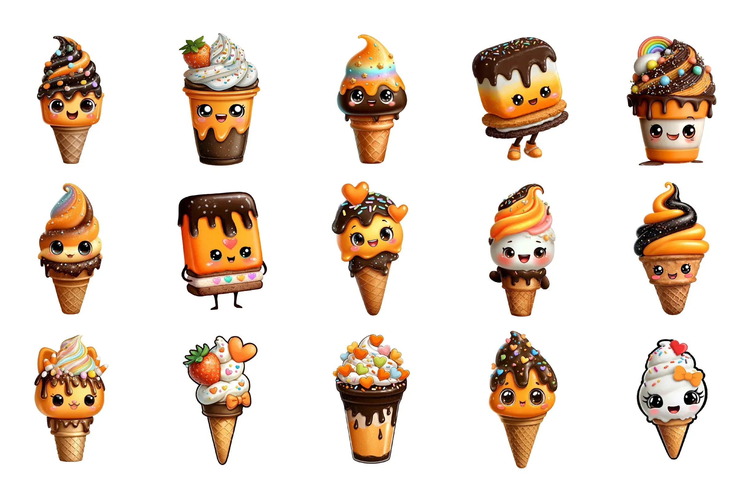 Kawaii Ice Cream Clipart Bundle - CraftNest - Digital Crafting and Art