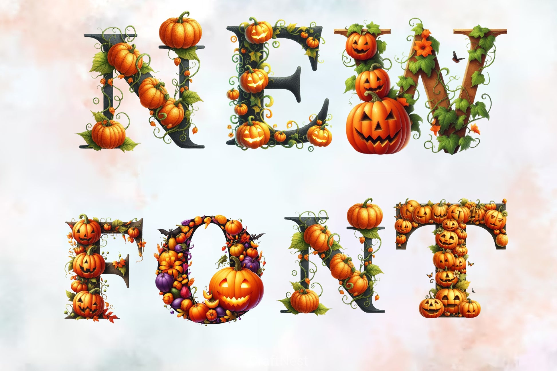 Pumpkin Alphabet Clipart Bundle - CraftNest - Digital Crafting and Art
