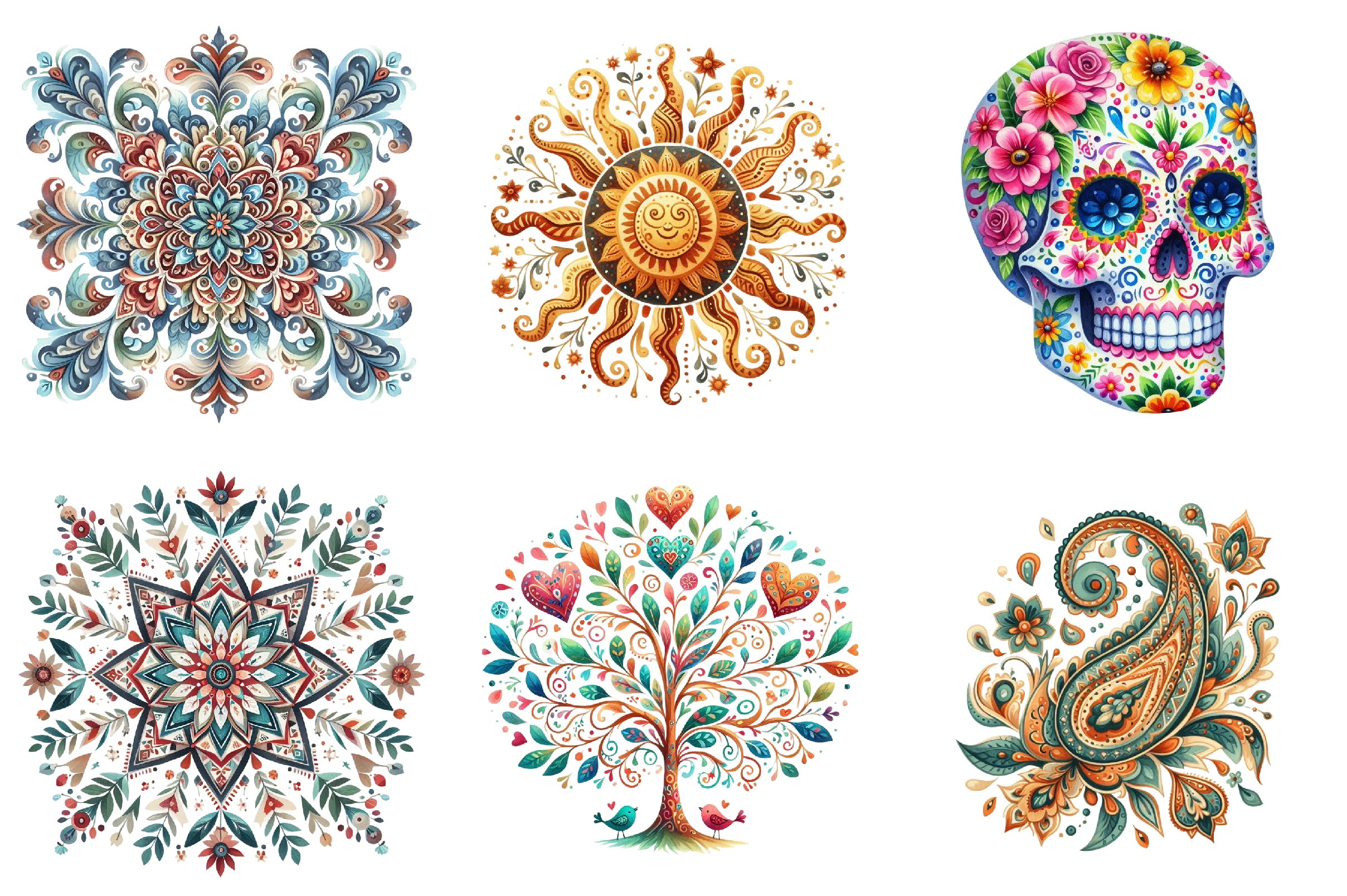 Folk Motifs Summer Clipart Bundle