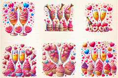 Valentine Wine and Cupcake Clipart Bundle - CraftNest - Digital Crafting and Art