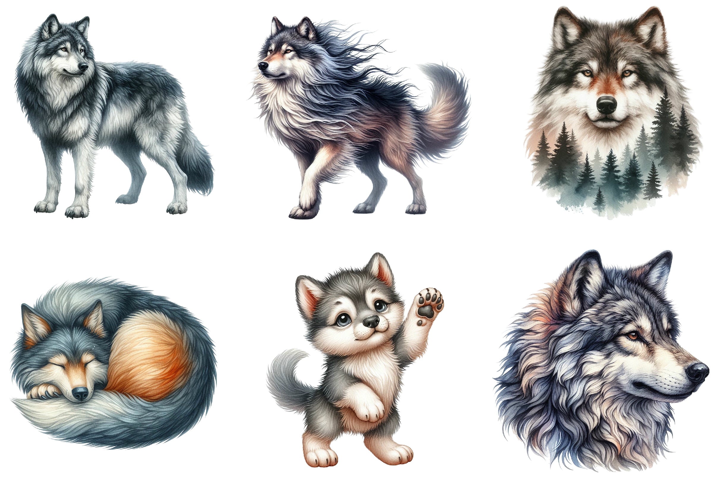 Wolf Clipart Bundle