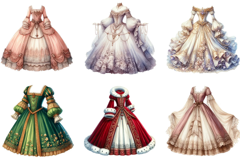 Vintage Royal Dress Clipart Bundle - CraftNest - Digital Crafting and Art