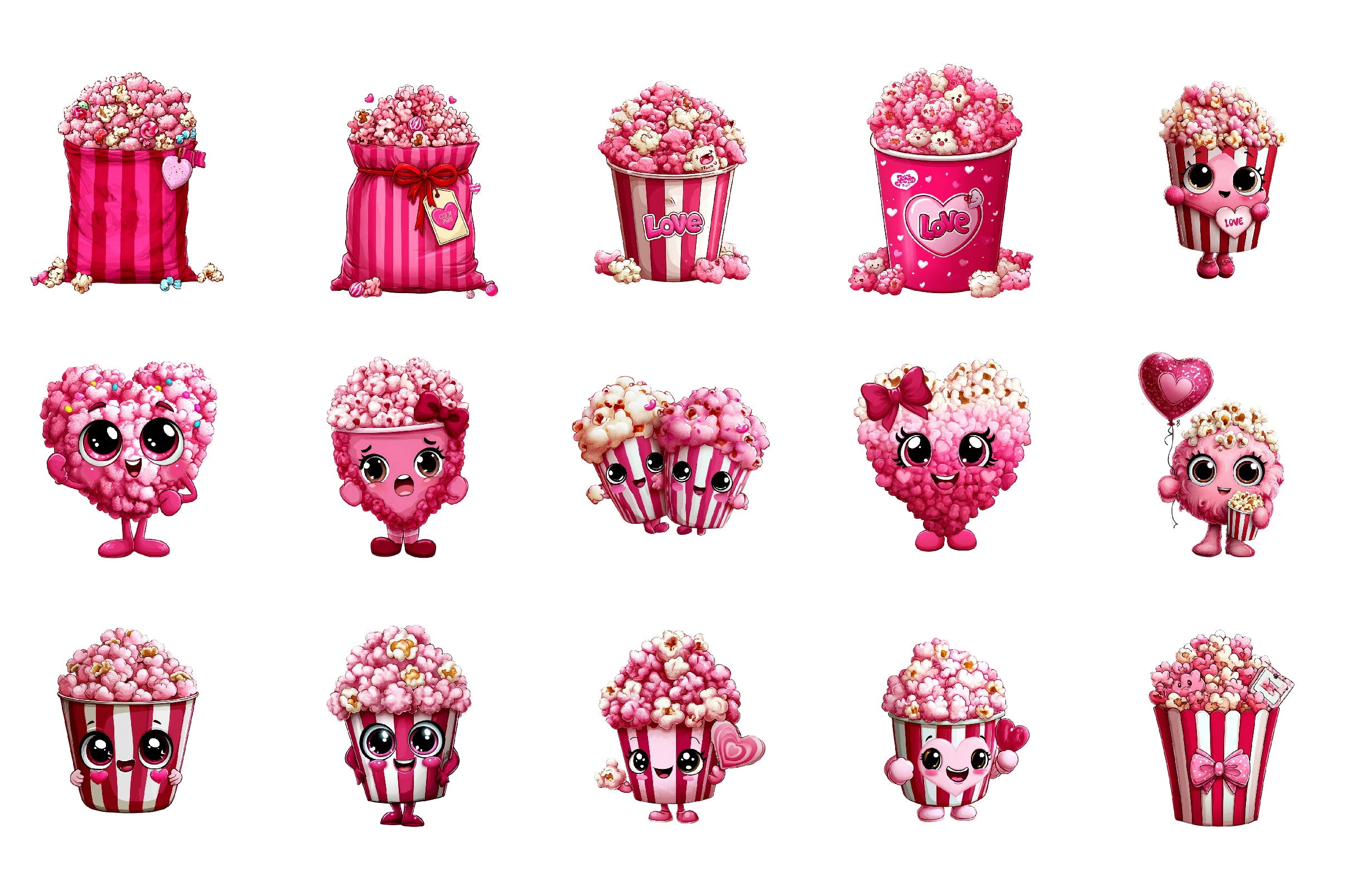 Valentine's Popcorn Clipart Bundle