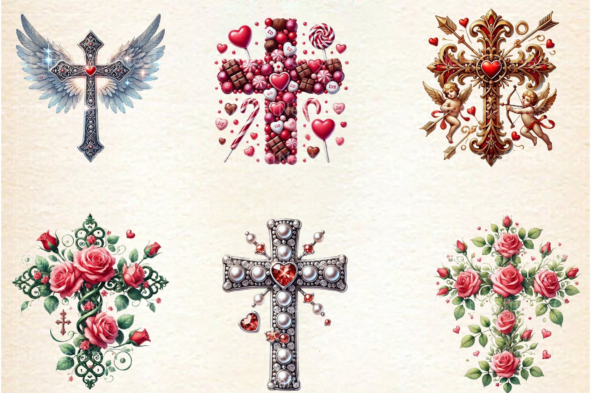 Valentine Cross Clipart Bundle 5 - CraftNest - Digital Crafting and Art