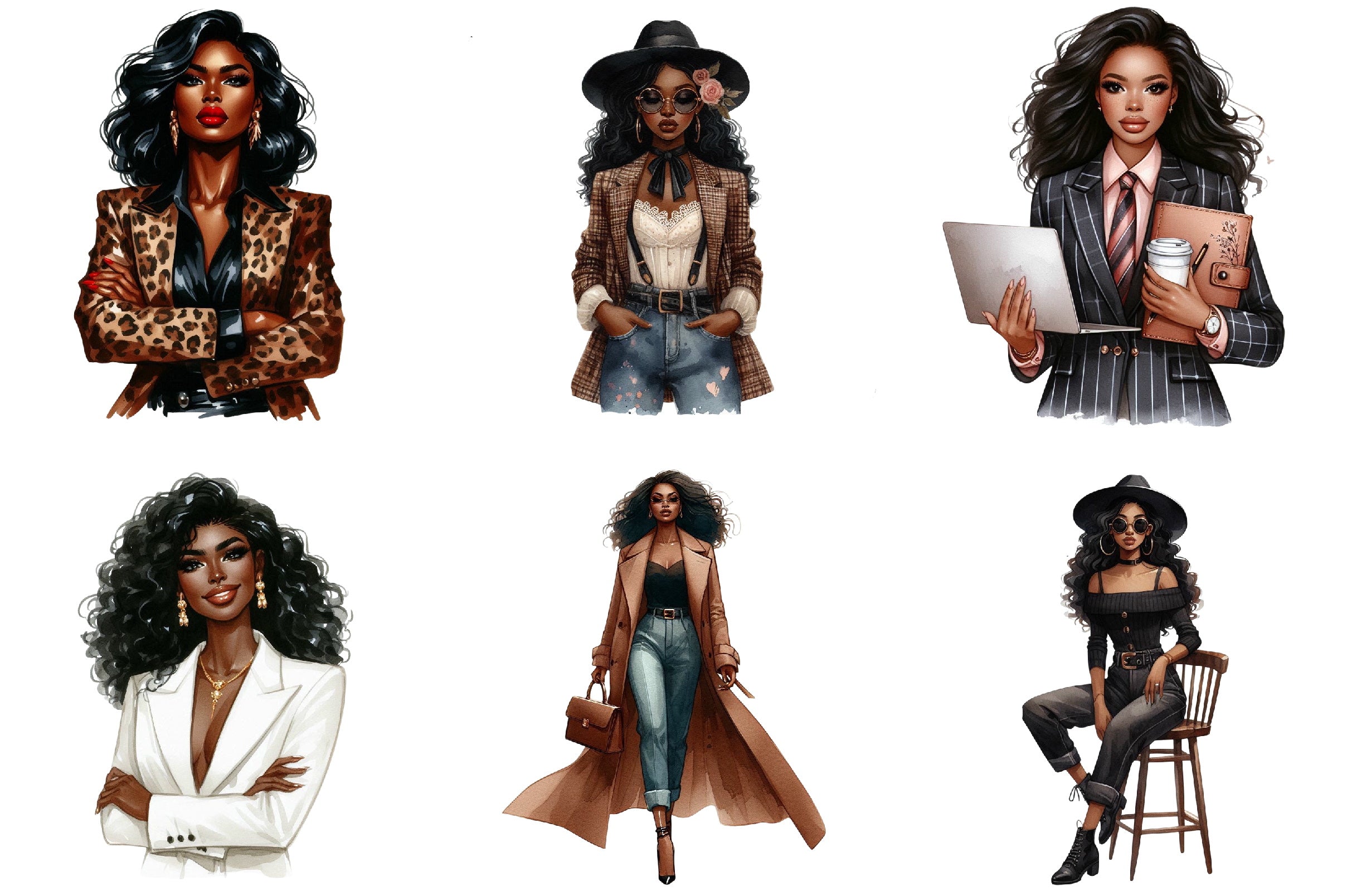 Black Boss Lady Clipart Bundle