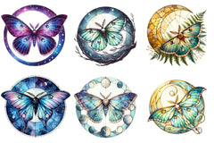Lunar Moth & Moon Stained Glass Design Clipart Bundle - CraftNest - Digital Crafting and Art