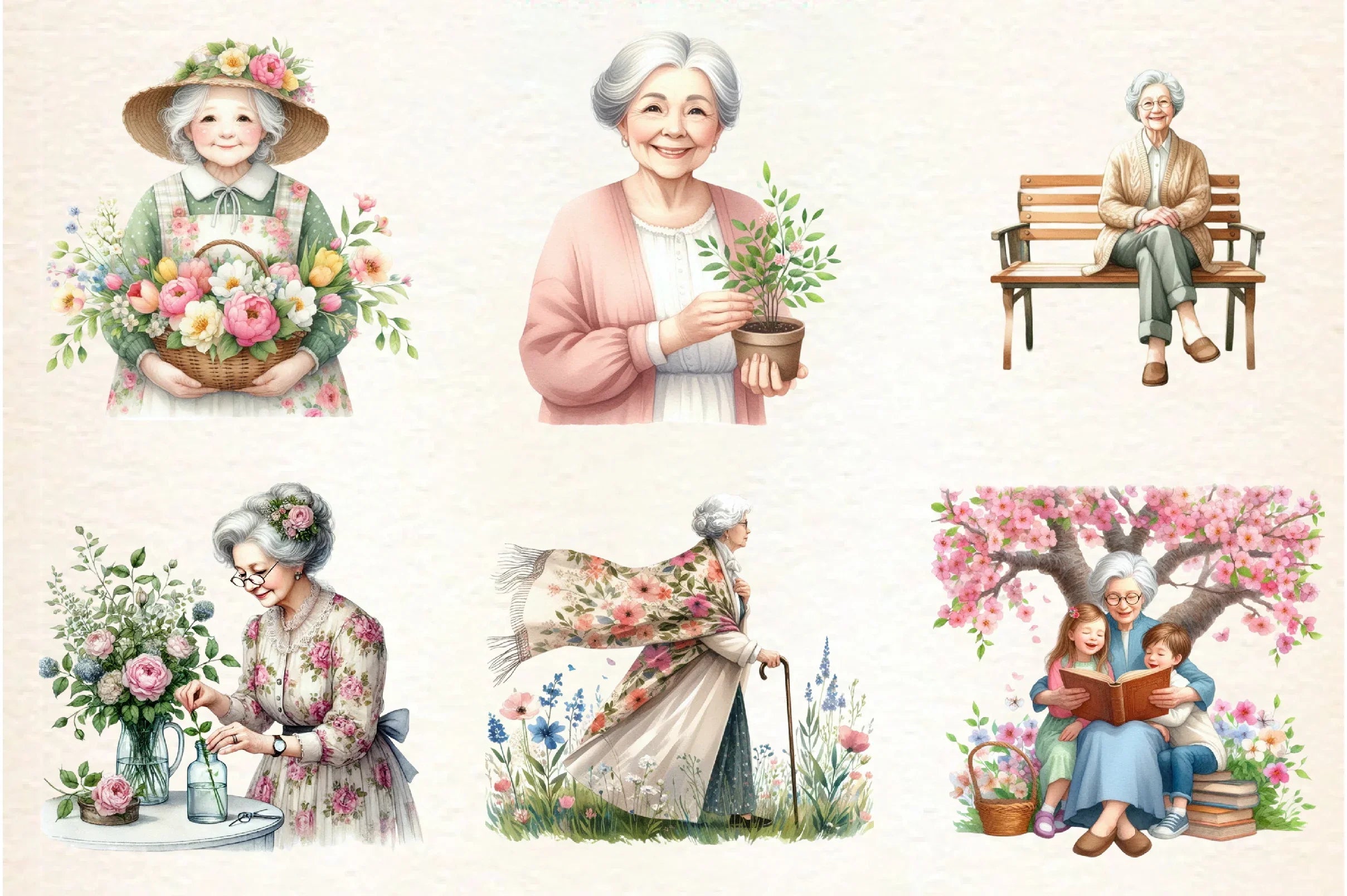 Grandma Spring Clipart Bundle - CraftNest - Digital Crafting and Art