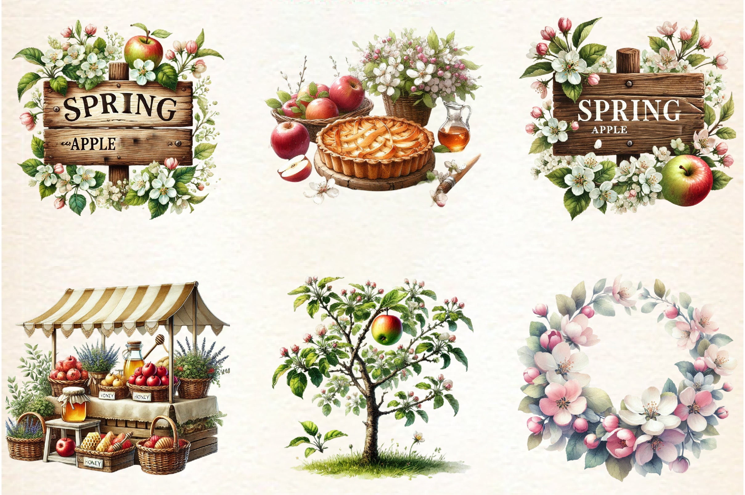 Spring Apple Harvest Clipart Bundle