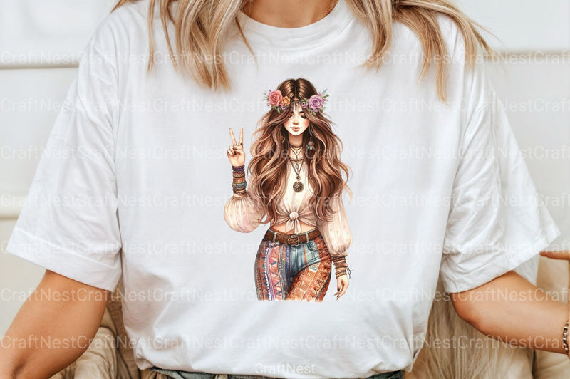 Tribal Boho Girl Clipart Bundle 6 - CraftNest - Digital Crafting and Art