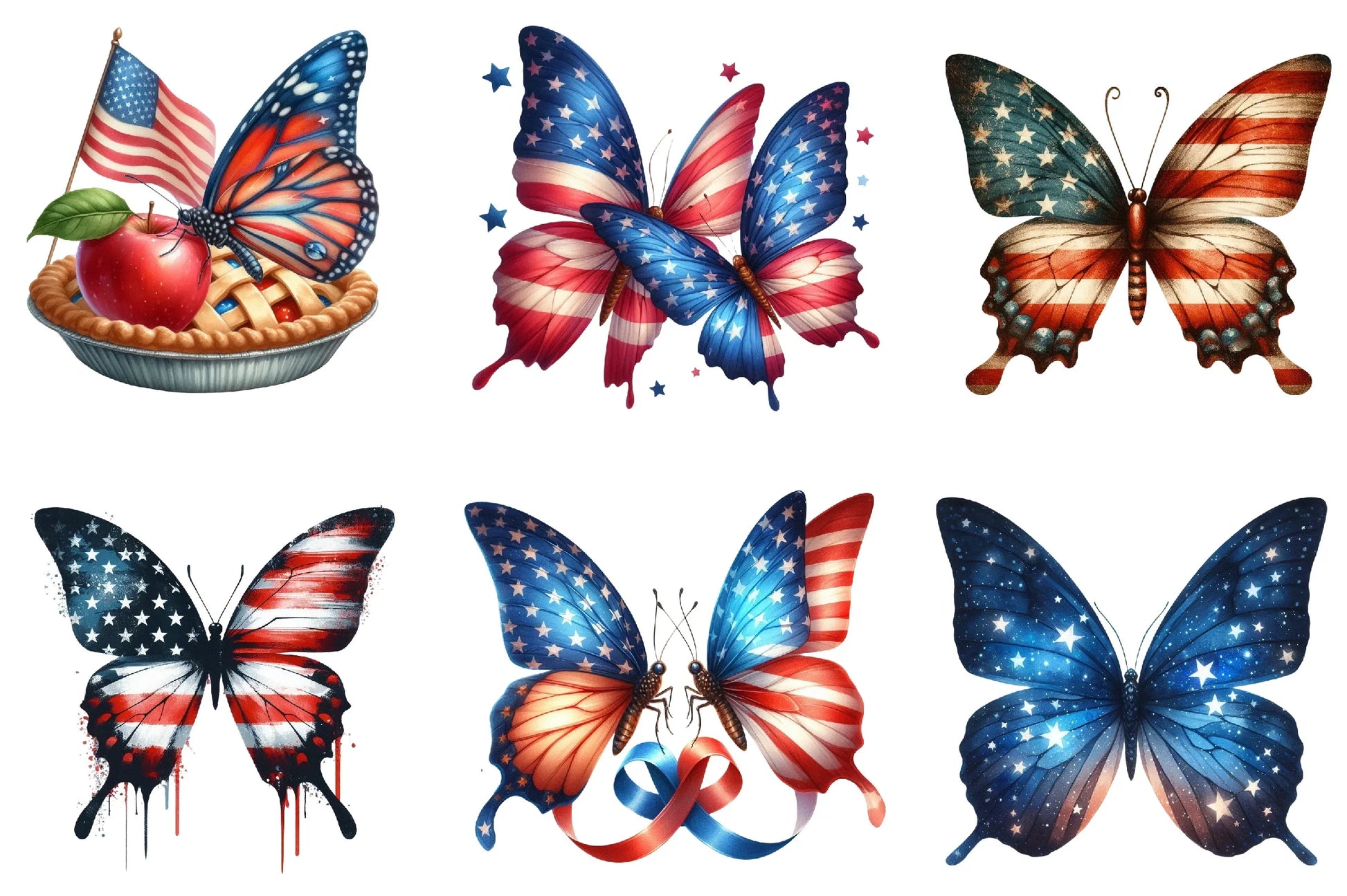 American Flag Butterfly Clipart Bundle - CraftNest - Digital Crafting and Art
