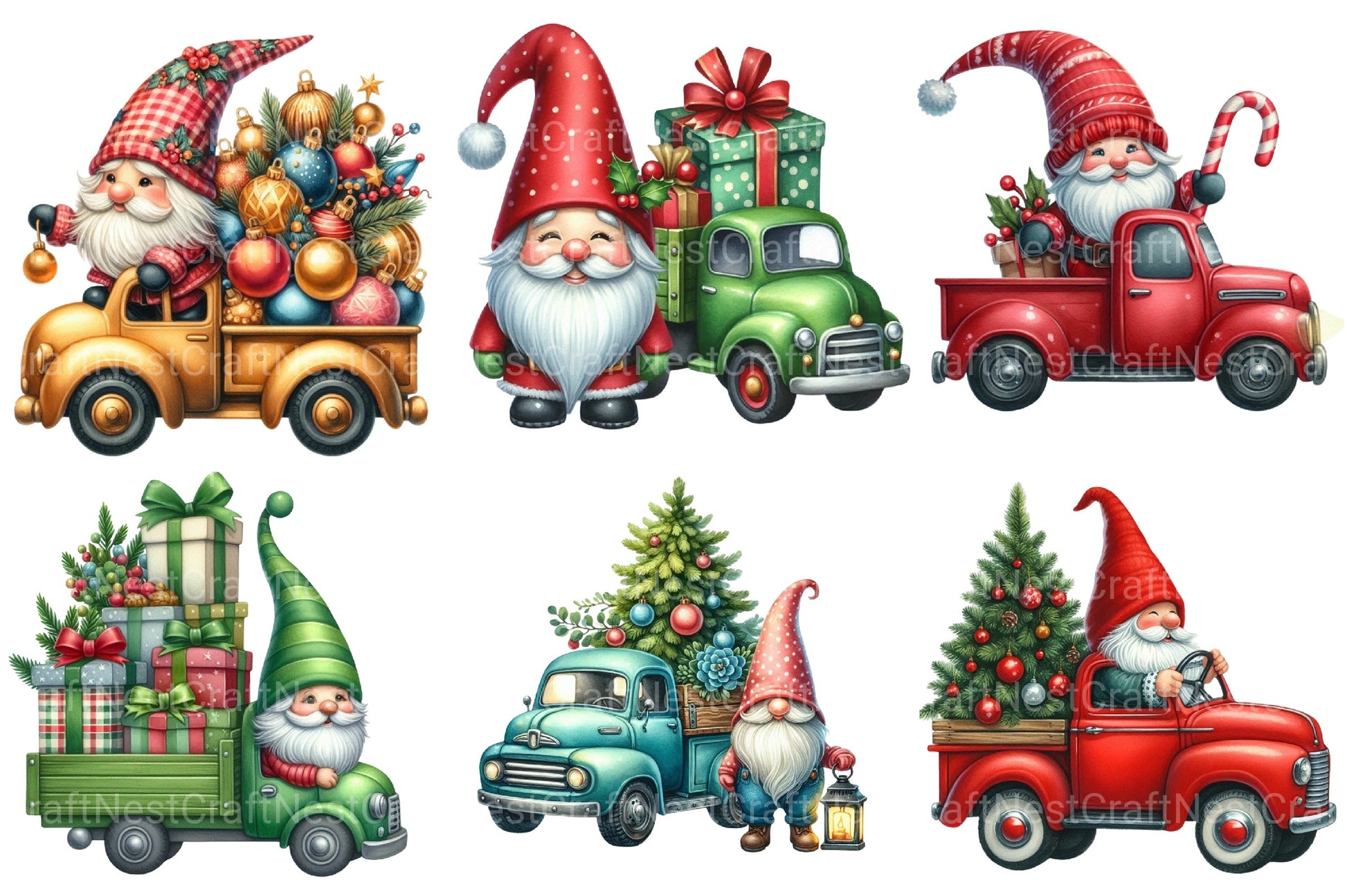 Christmas Gnome and Truck Clipart Bundle - CraftNest - Digital Crafting and Art