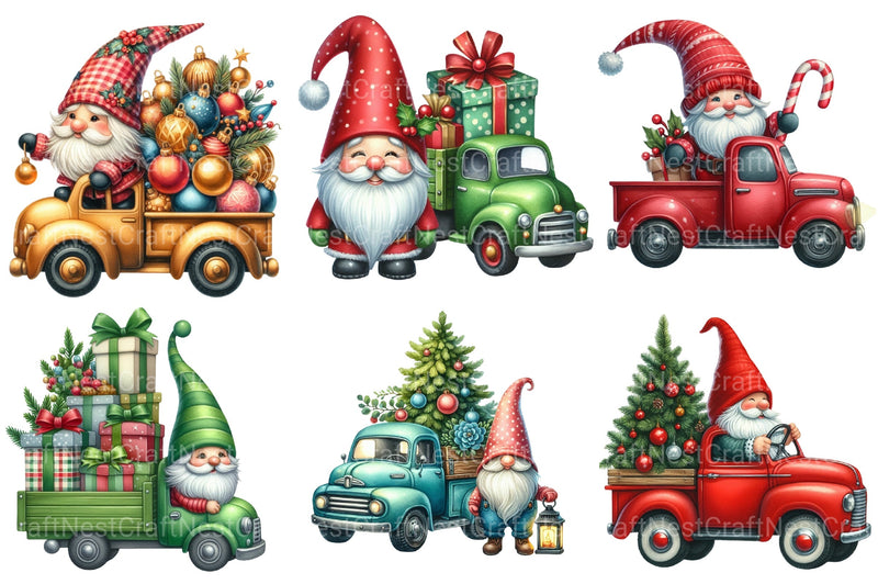 Christmas Gnome and Truck Clipart Bundle - CraftNest - Digital Crafting and Art