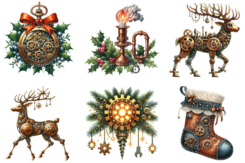 Steampunk Christmas Clipart Bundle 98 - CraftNest - Digital Crafting and Art