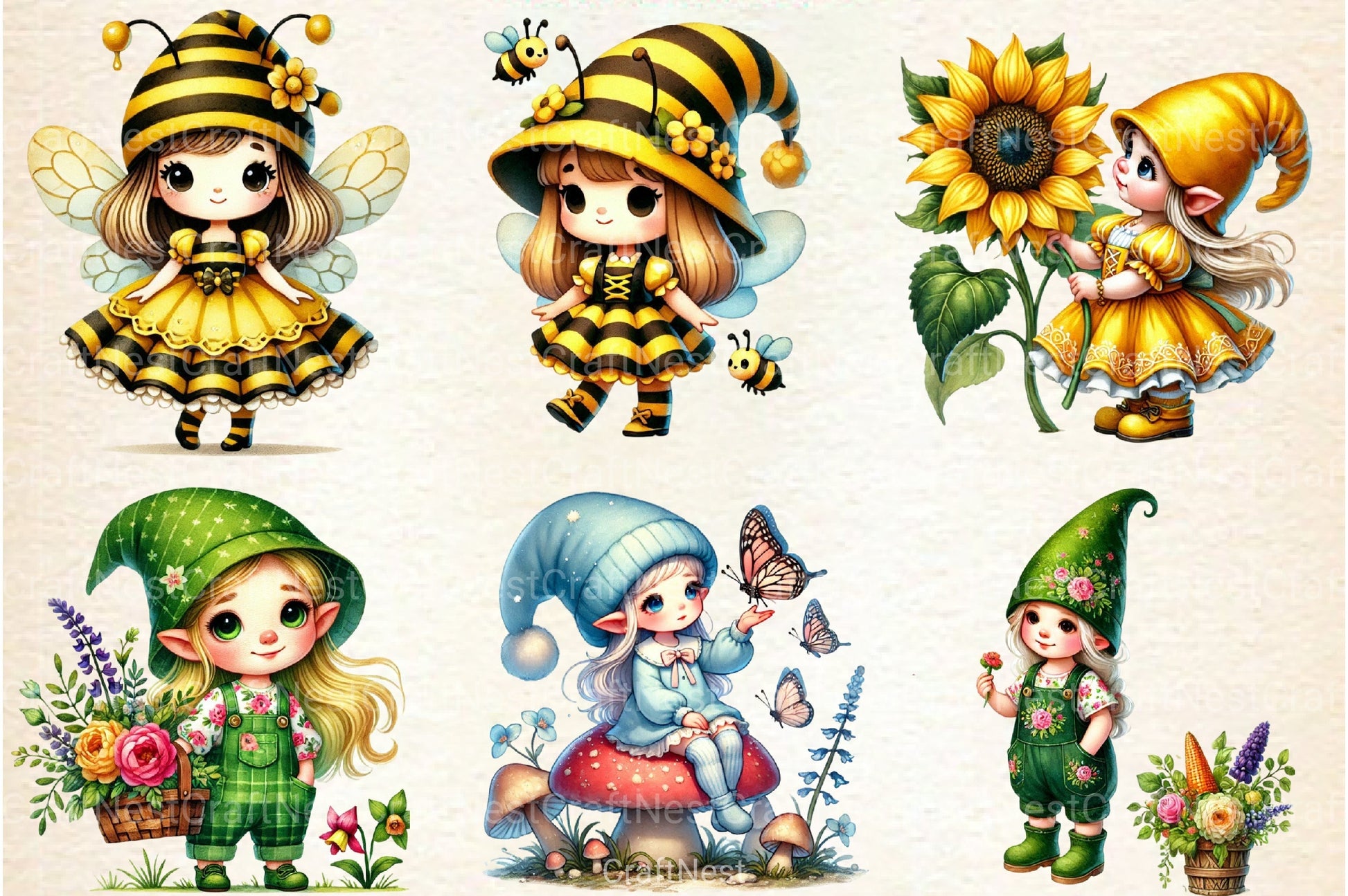 Gnome Girl Spring Clipart Bundle - CraftNest - Digital Crafting and Art
