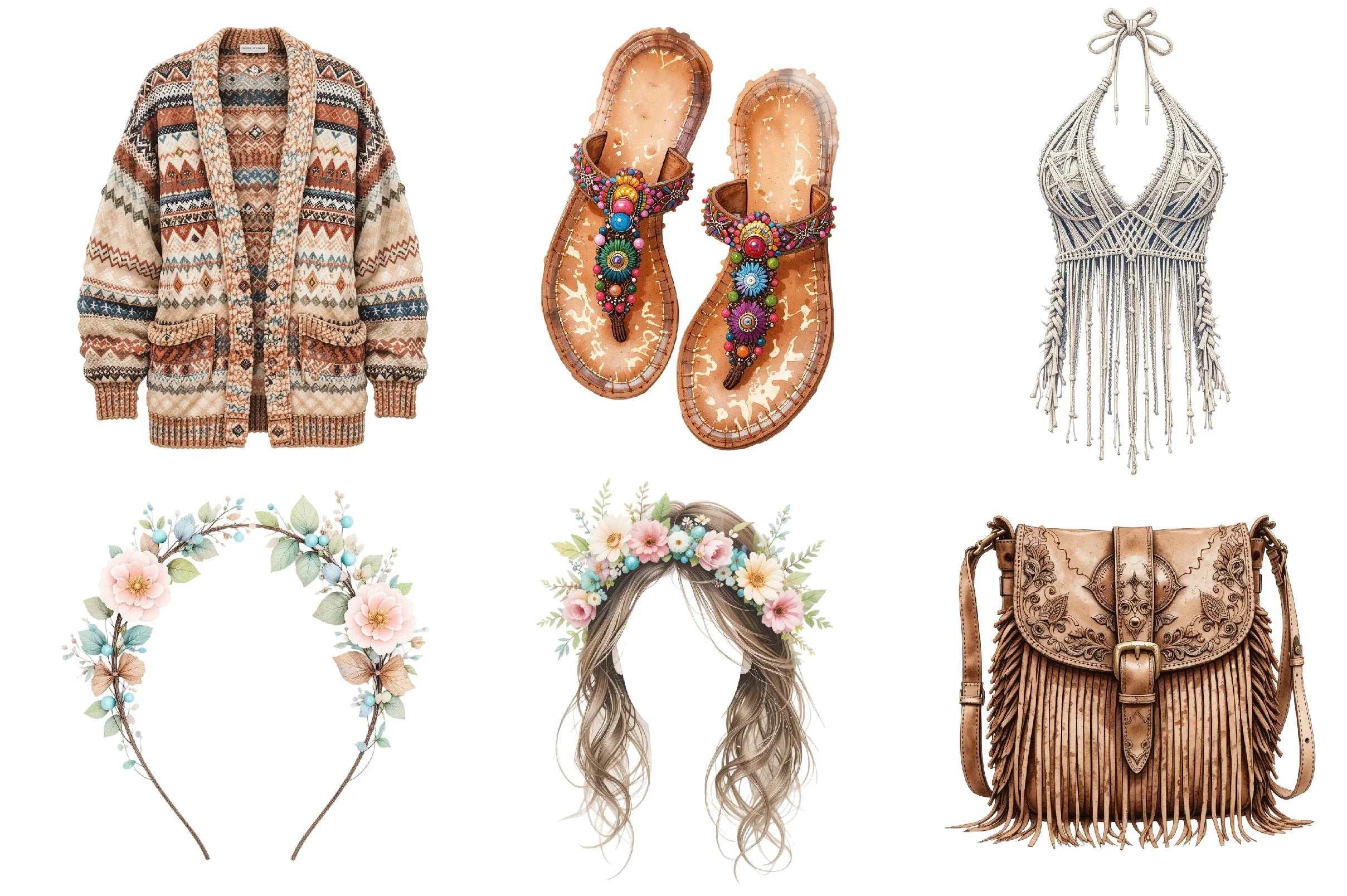 Boho Fashion Clipart Bundle - CraftNest - Digital Crafting and Art