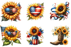 4th of July Sunflower Clipart Bundle - CraftNest - Digital Crafting and Art
