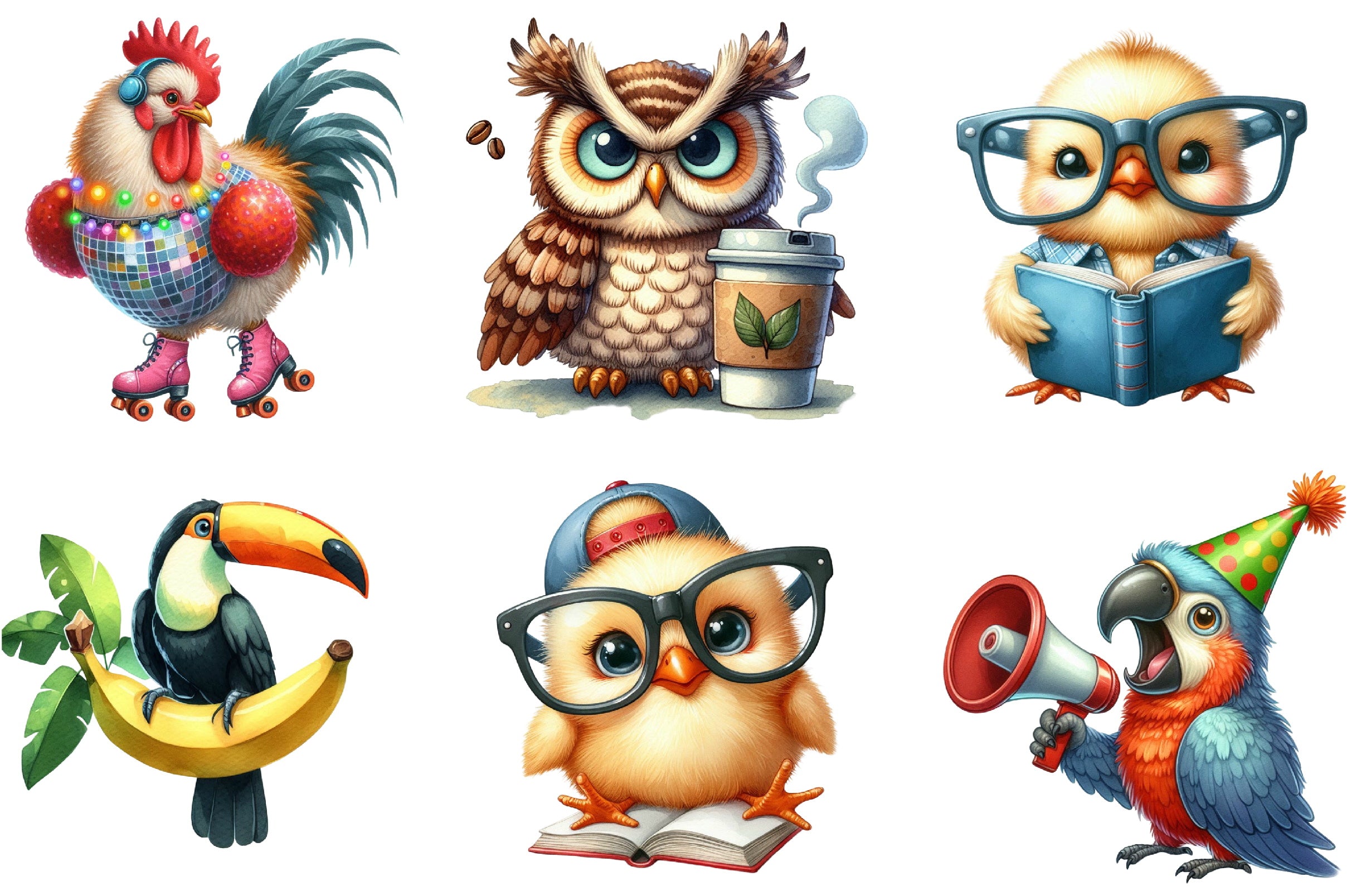 Funny Birds Clipart Bundle