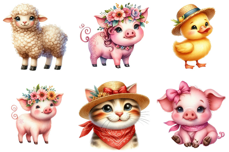 Cute Farm Animals Clipart Bundle - CraftNest - Digital Crafting and Art