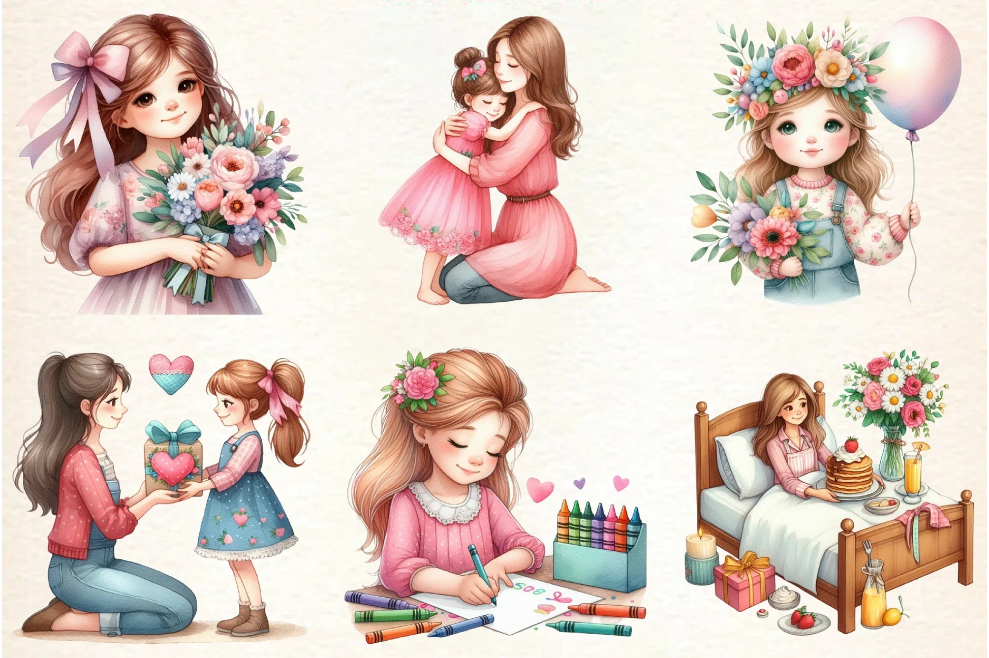 Mother's Day Girl Clipart Bundle - CraftNest - Digital Crafting and Art