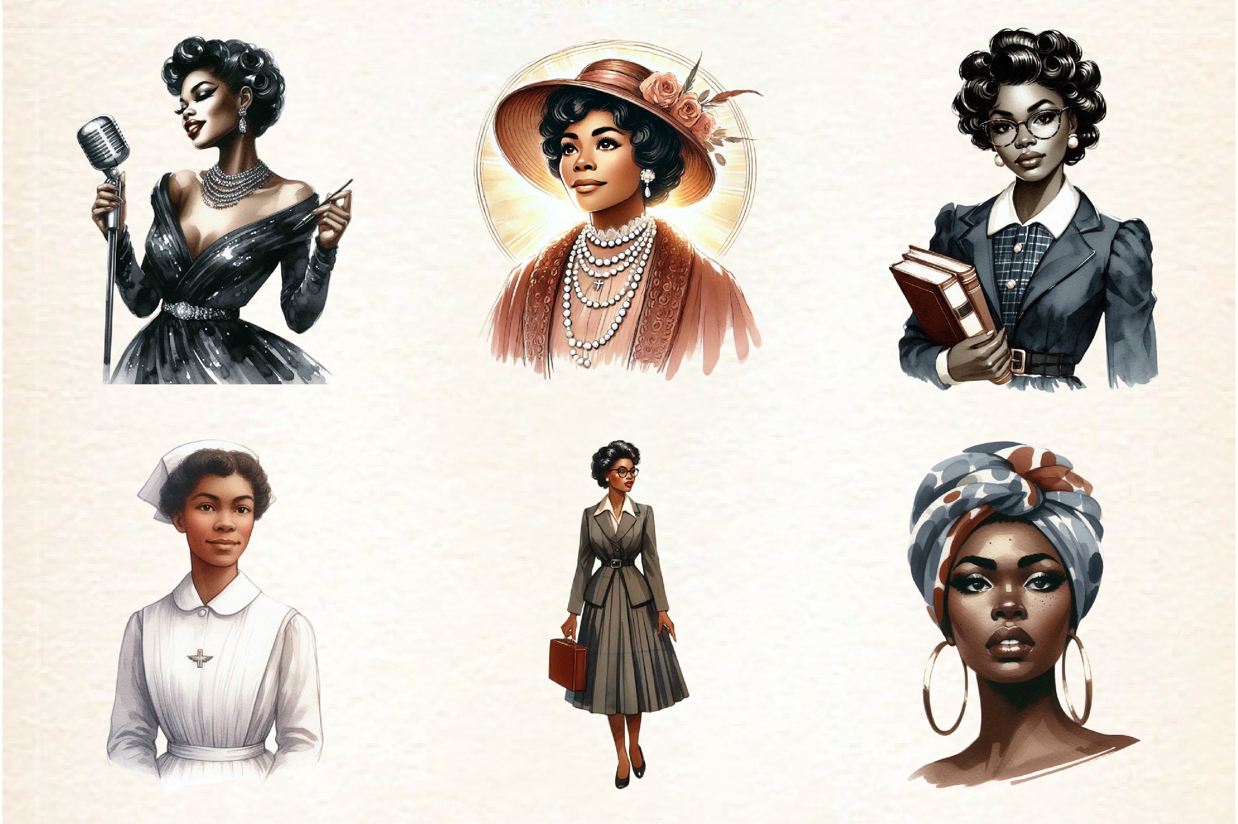 Vintage Black Women's Clipart Bundle