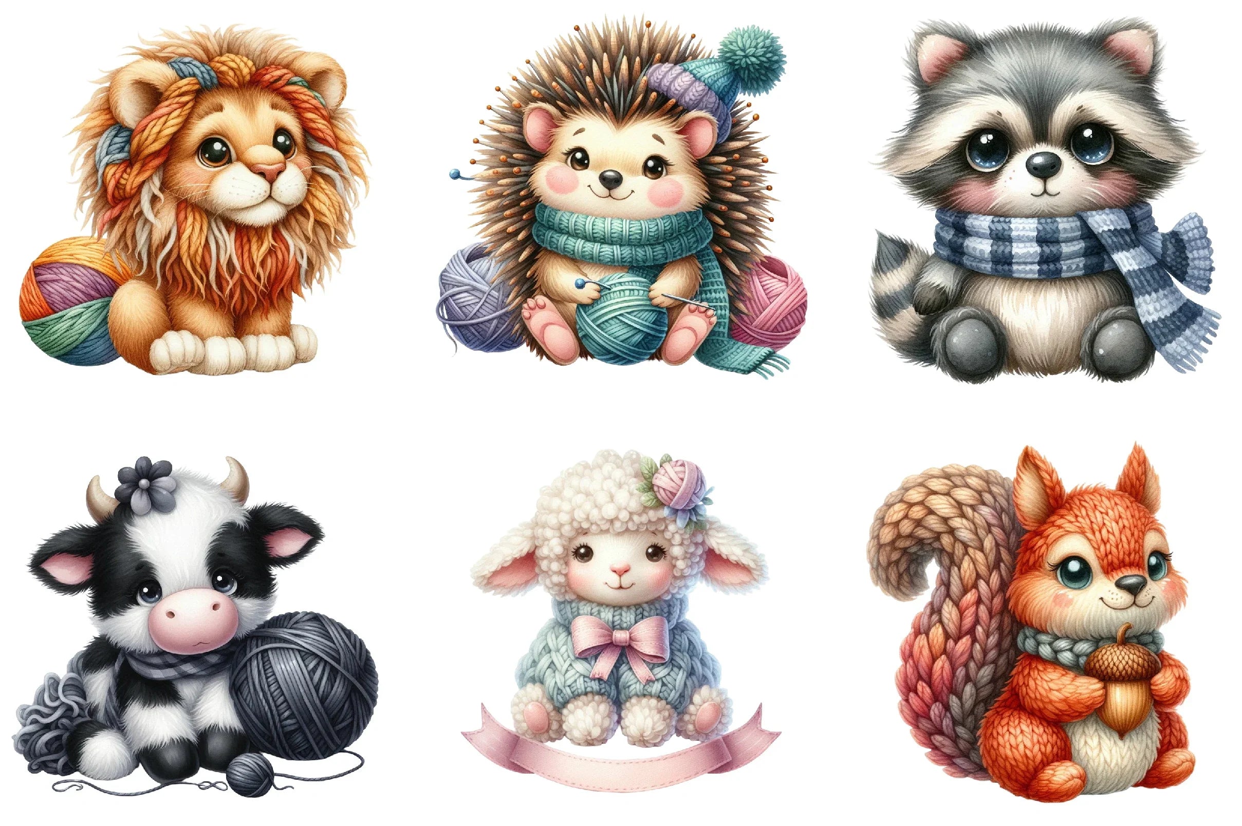 Knitted Plush Baby Animals Clipart Bundle - CraftNest - Digital Crafting and Art