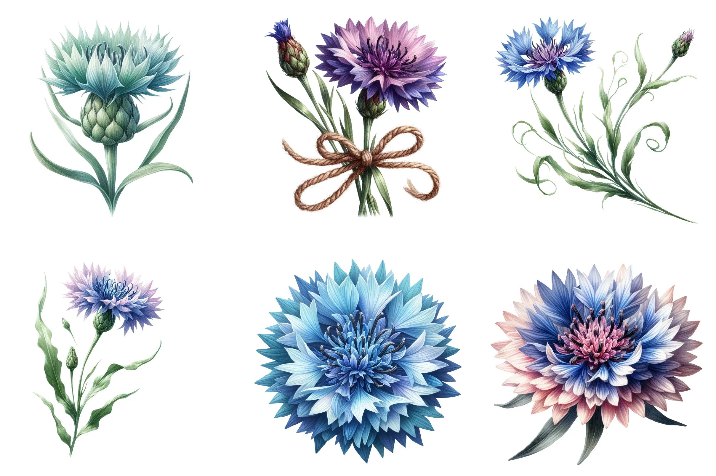 Blue Cornflower Clipart Bundle - CraftNest - Digital Crafting and Art