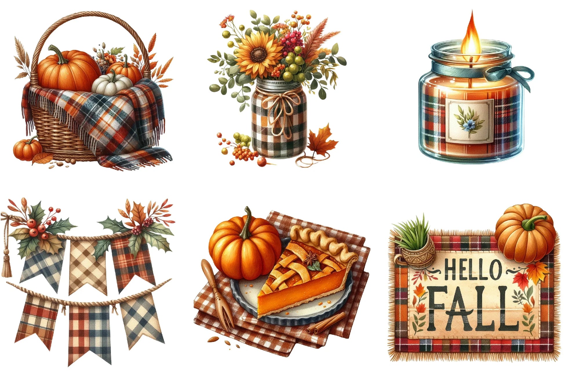 Plaid Autumn Clipart Bundle - CraftNest - Digital Crafting and Art