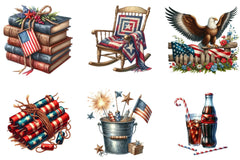 Rustic Patriotic Clipart Bundle for 4th of July - CraftNest - Digital Crafting and Art