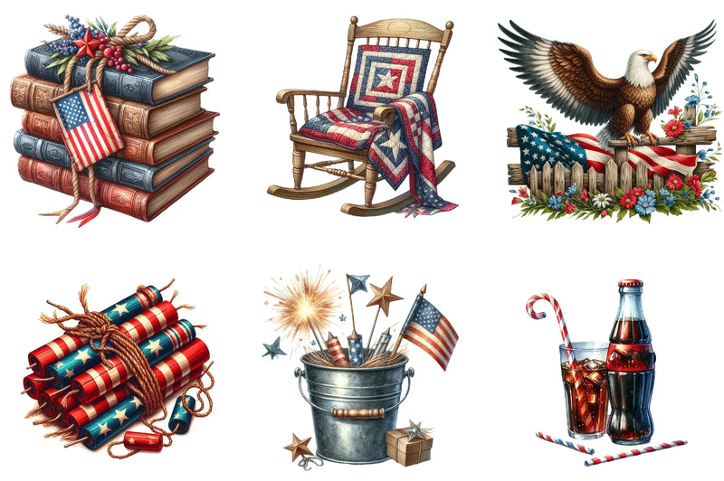 Rustic Patriotic Clipart Bundle for 4th of July - CraftNest - Digital Crafting and Art