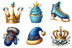 Blue and Gold Christmas Clipart Bundle - CraftNest - Digital Crafting and Art