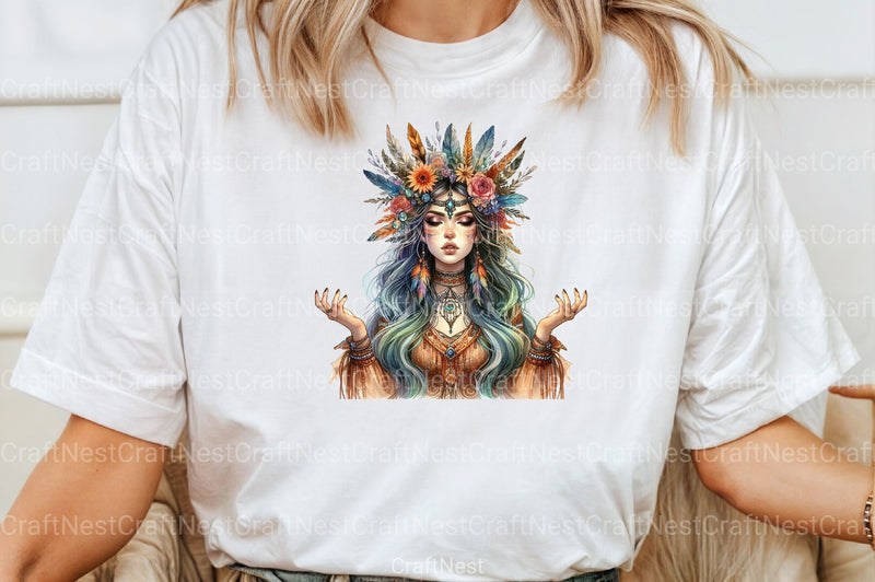 Tribal Boho Girl Clipart Bundle 5 - CraftNest - Digital Crafting and Art