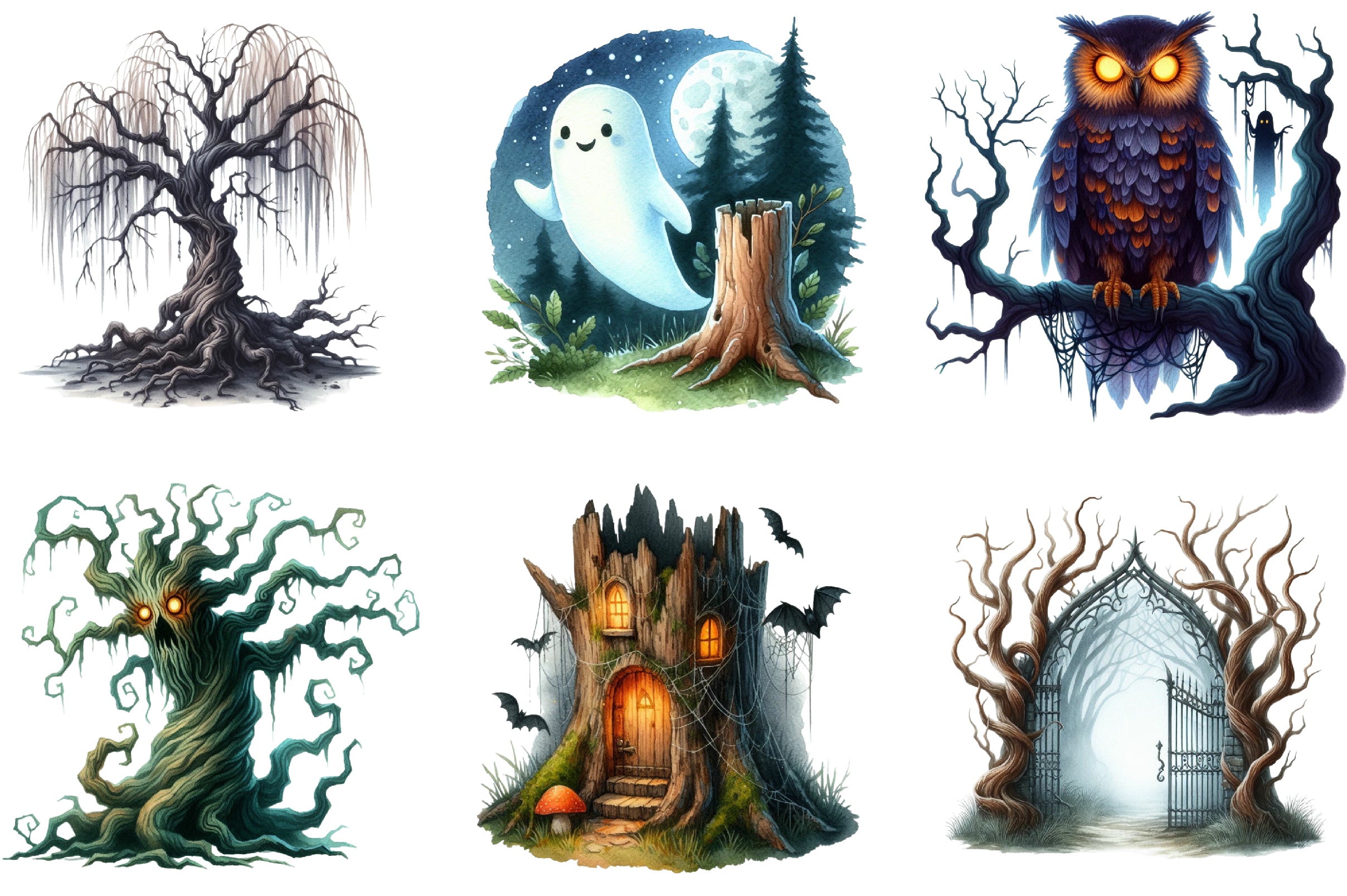 Haunted Forests Clipart Bundle