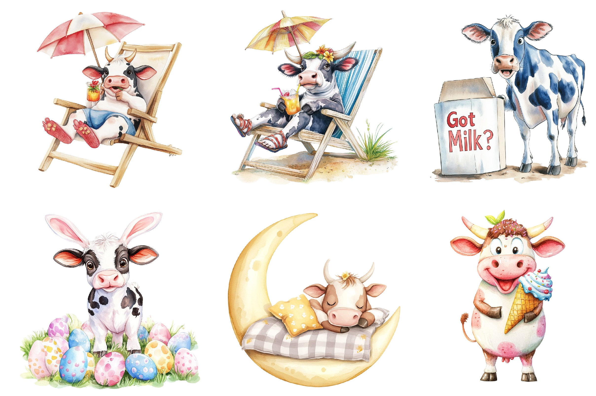 Funny Cow Clipart Bundle