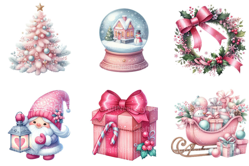 Pink Christmas Winter Clipart Bundle - CraftNest - Digital Crafting and Art