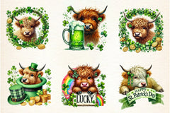 St. Patrick's Day Highland Cow Clipart Bundle - CraftNest - Digital Crafting and Art