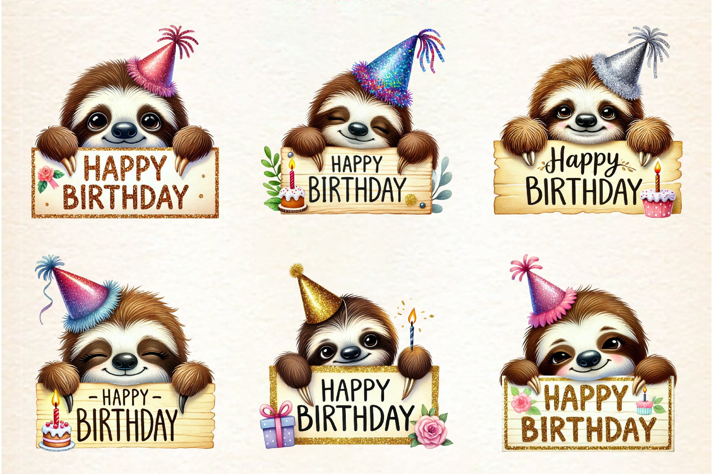 Peeking Birthday Animal Clipart Bundle