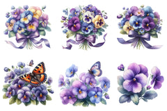 Viola Flower Bloom Clipart Bundle - CraftNest - Digital Crafting and Art