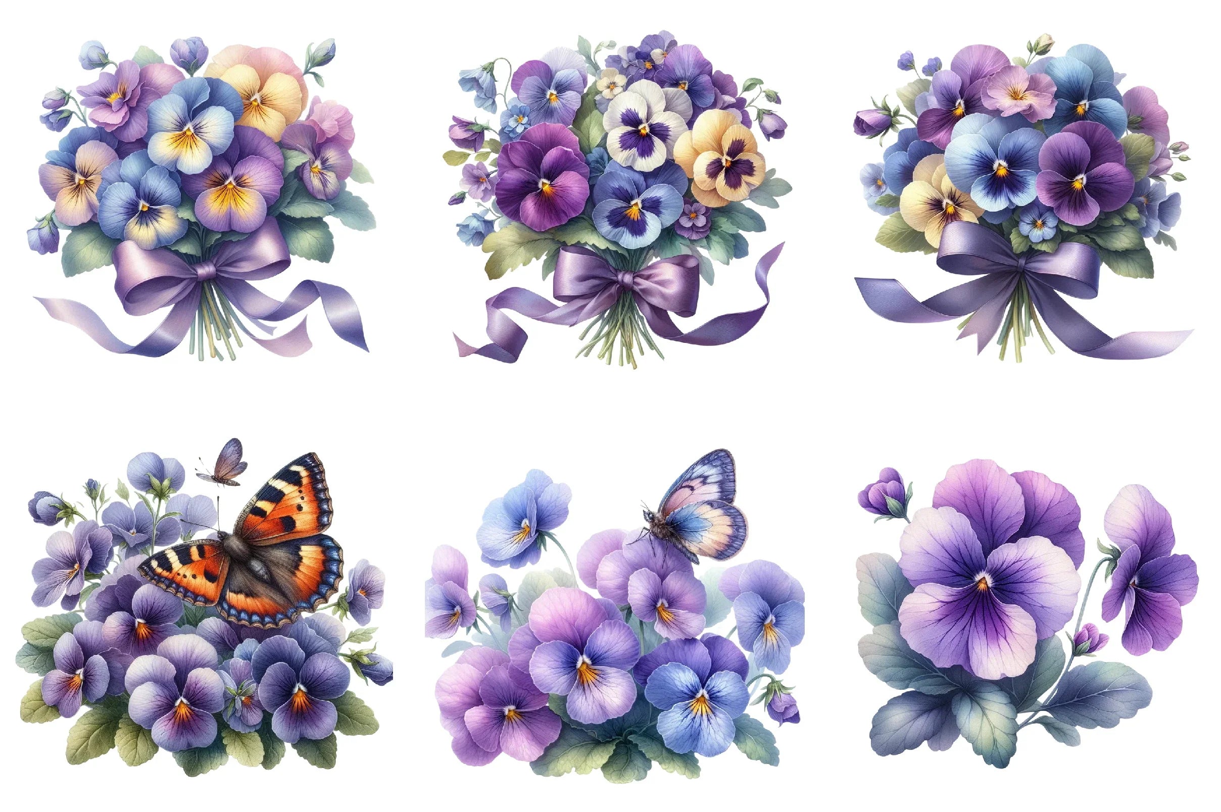 Viola Flower Bloom Clipart Bundle - CraftNest - Digital Crafting and Art